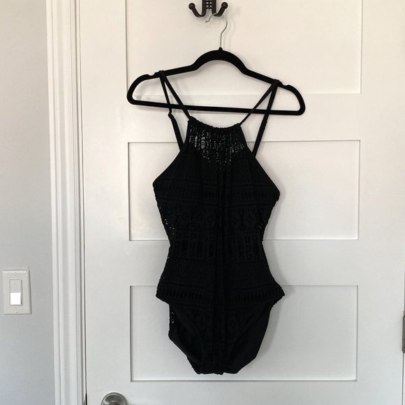 Black Crochet Swimsuit - Picture 1 of 5
